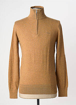 Pull maille souple et aérée manches longues marron SCHOTT homme