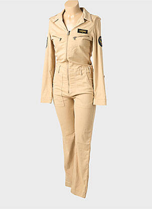 Combi-pantalon col chemisier manches longues beige SCHOTT femme