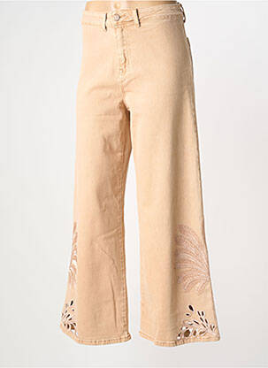 Pantalon large fermeture zippée sous rabat boutonné taille normale beige NEKANE femme