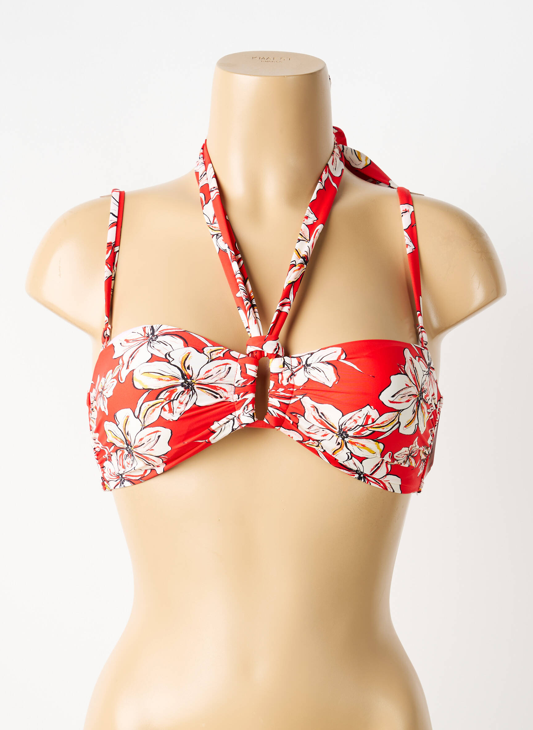Haut de maillot de bain stretch haut soutien-gorge avec mousse de rembourrage amovible rouge AUBADE femme