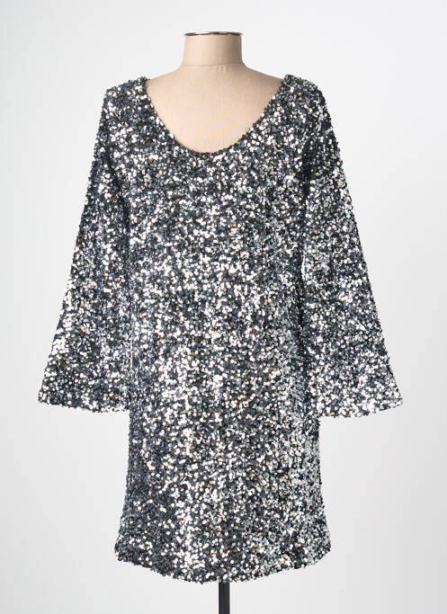 Robe mi-longue manches longues manches longues argent ELÈSIG femme