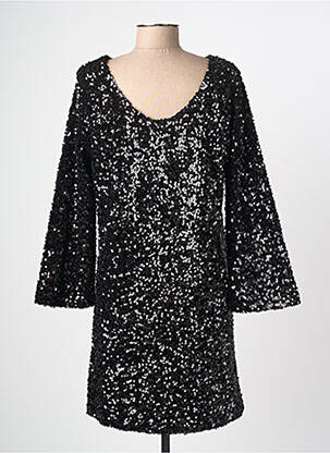 Robe mi-longue manches longues manches longues noir ELÈSIG femme