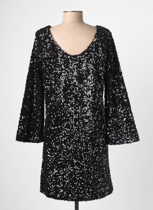 Robe mi-longue manches longues manches longues noir ELÈSIG femme