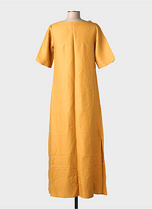 Robe longue manches courtes manches courtes jaune ELÈSIG femme