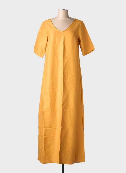 Robe longue manches courtes manches courtes jaune ELÈSIG femme