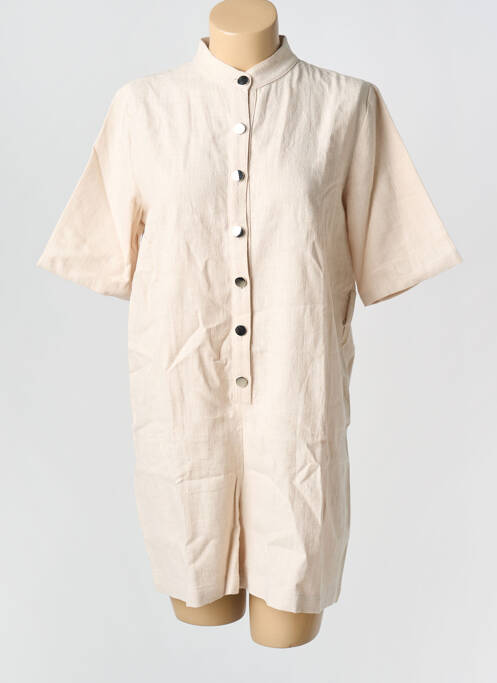Combishort fermeture boutonnée sur le devant manches courtes beige ELÈSIG femme