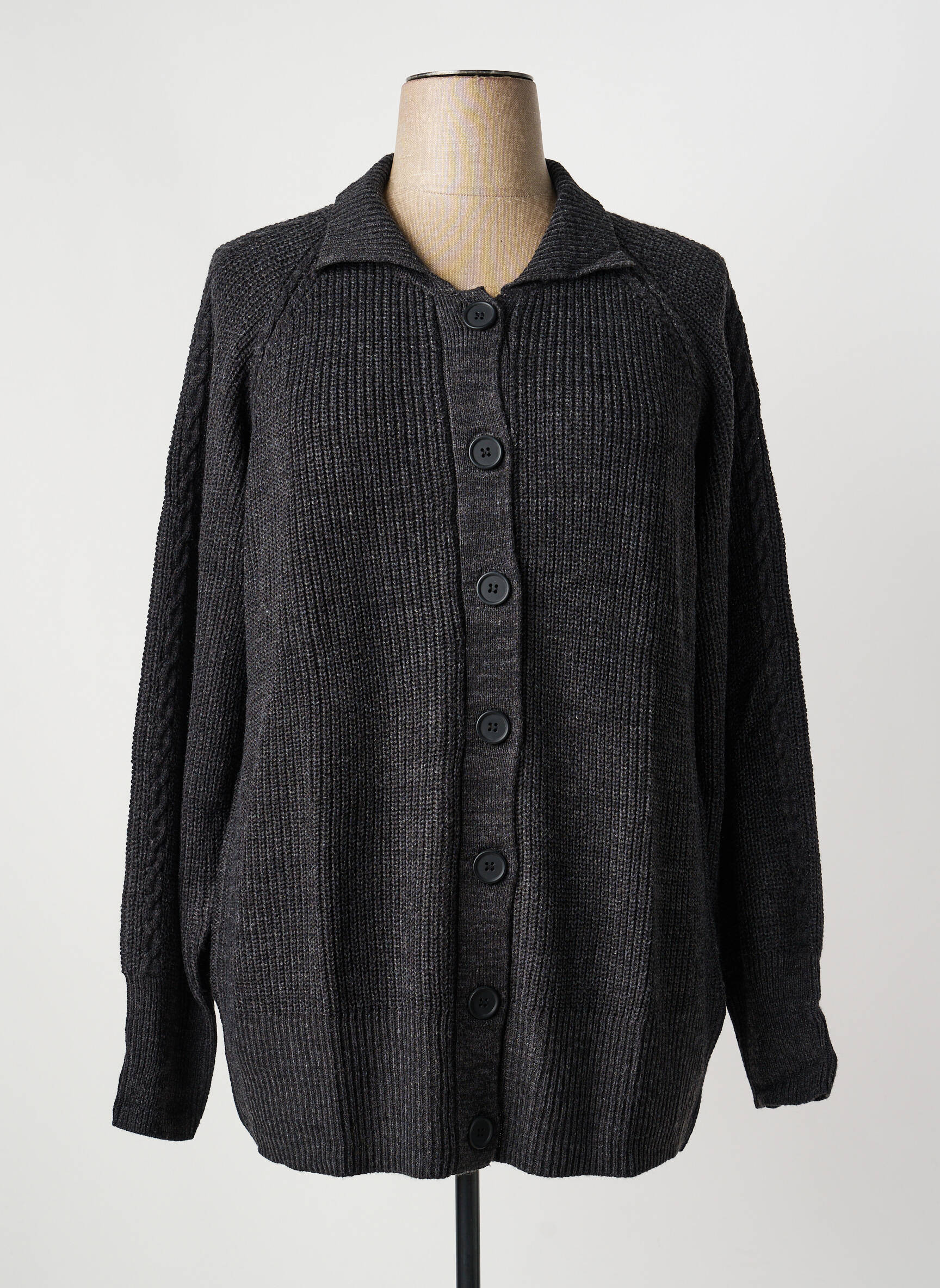 Gilet manches longues fermeture boutonnée sur le devant gris SHEEGO femme