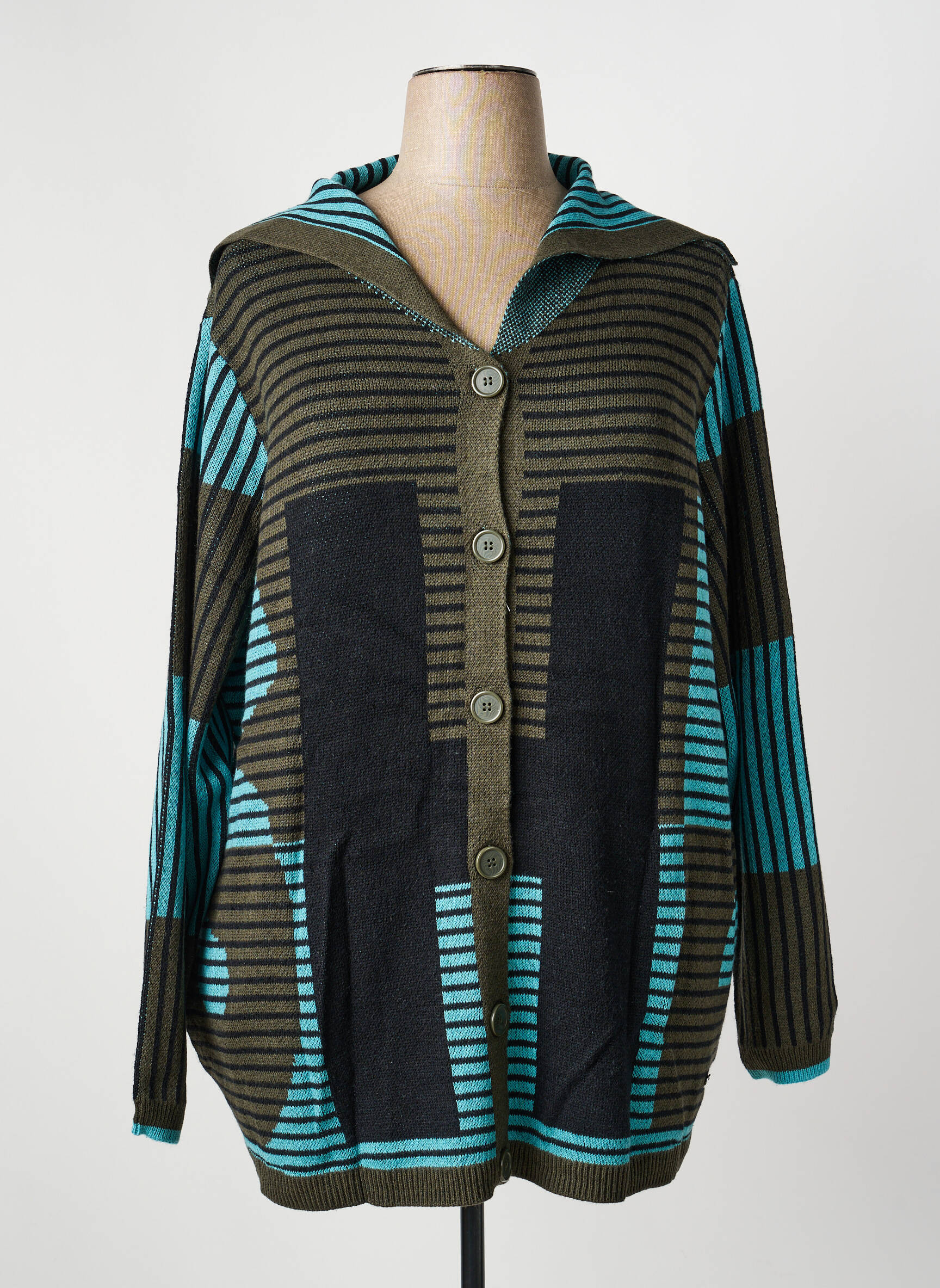 Gilet manches longues fermeture boutonnée sur le devant bleu SHEEGO femme