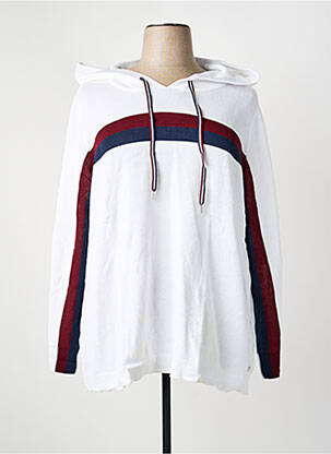 Sweat-shirt à capuche col rond manches longues blanc SHEEGO femme