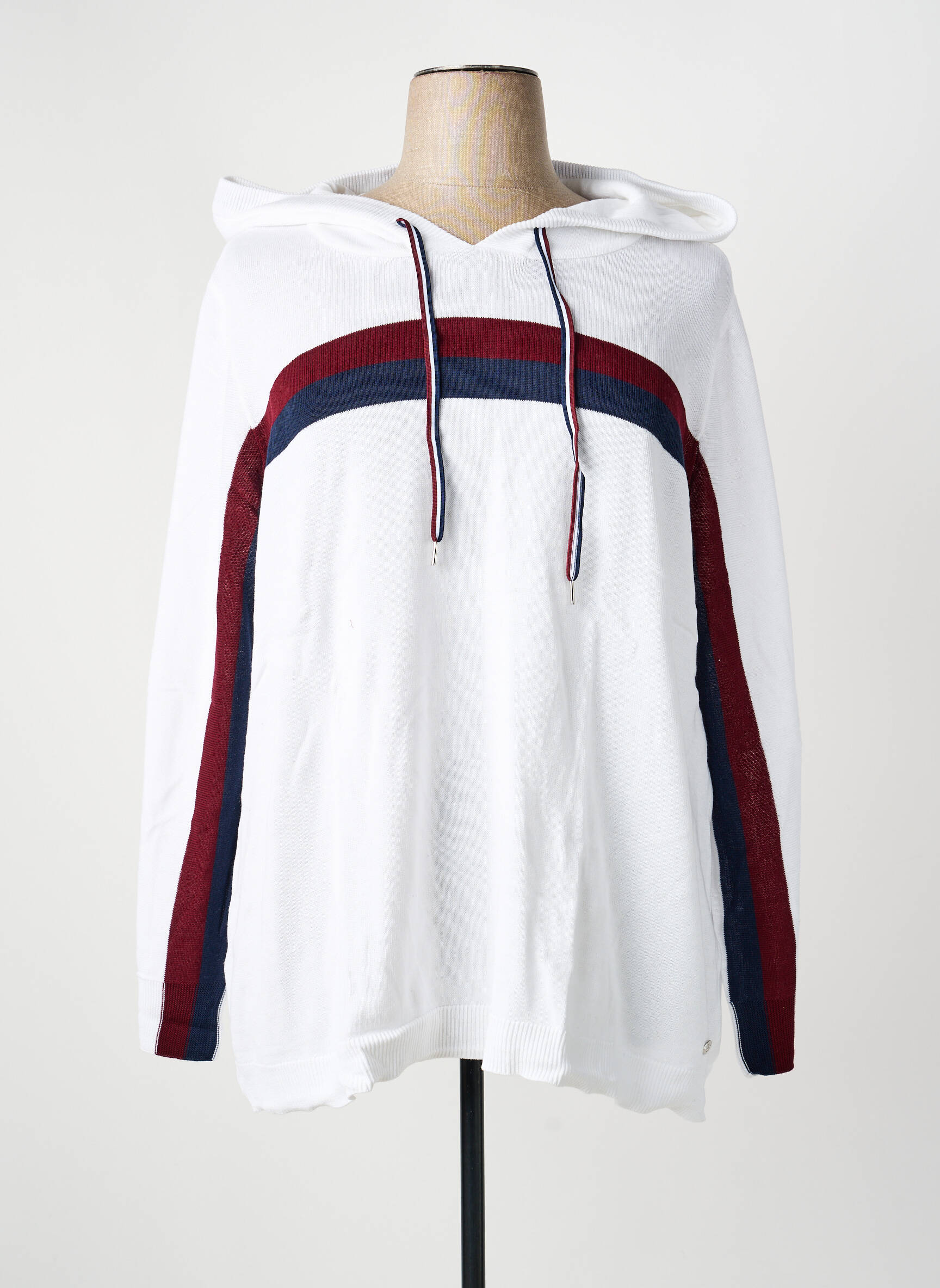 Sweat-shirt à capuche col rond manches longues blanc SHEEGO femme