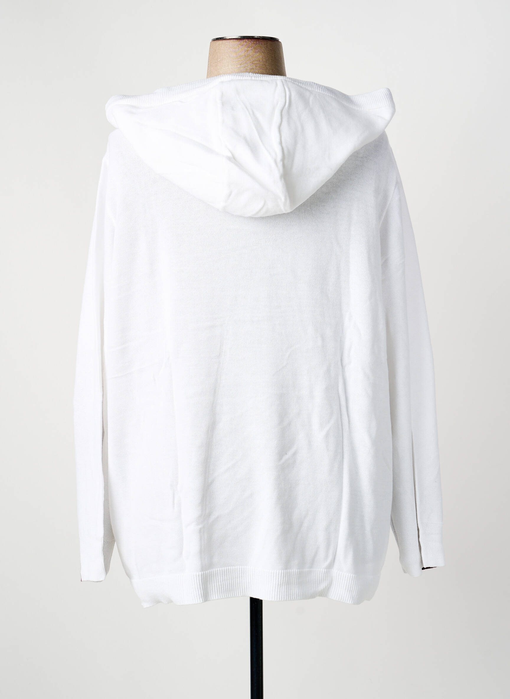 Sweat-shirt à capuche col rond manches longues blanc SHEEGO femme