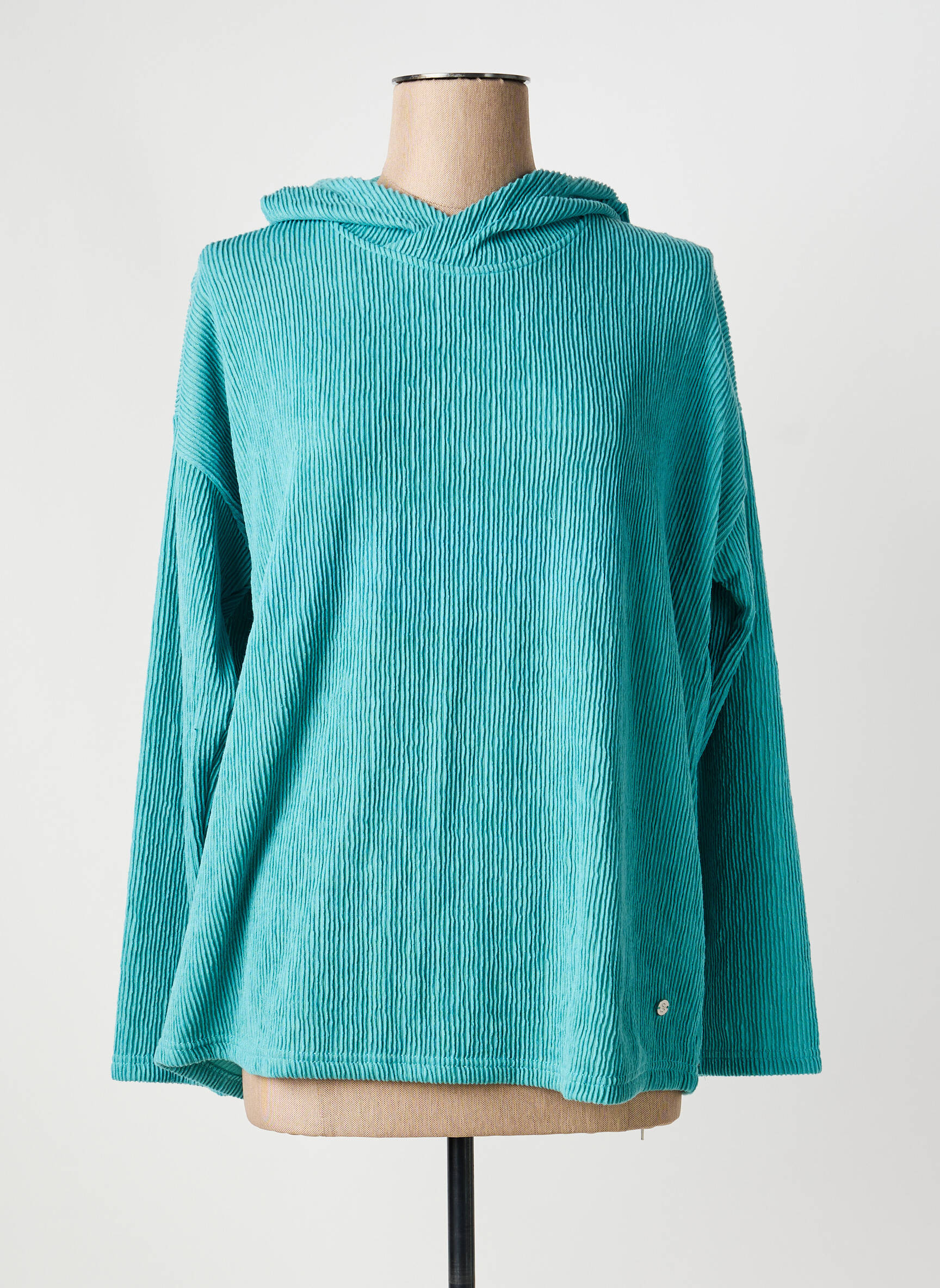Sweat-shirt à capuche stretch manches longues bleu SHEEGO femme