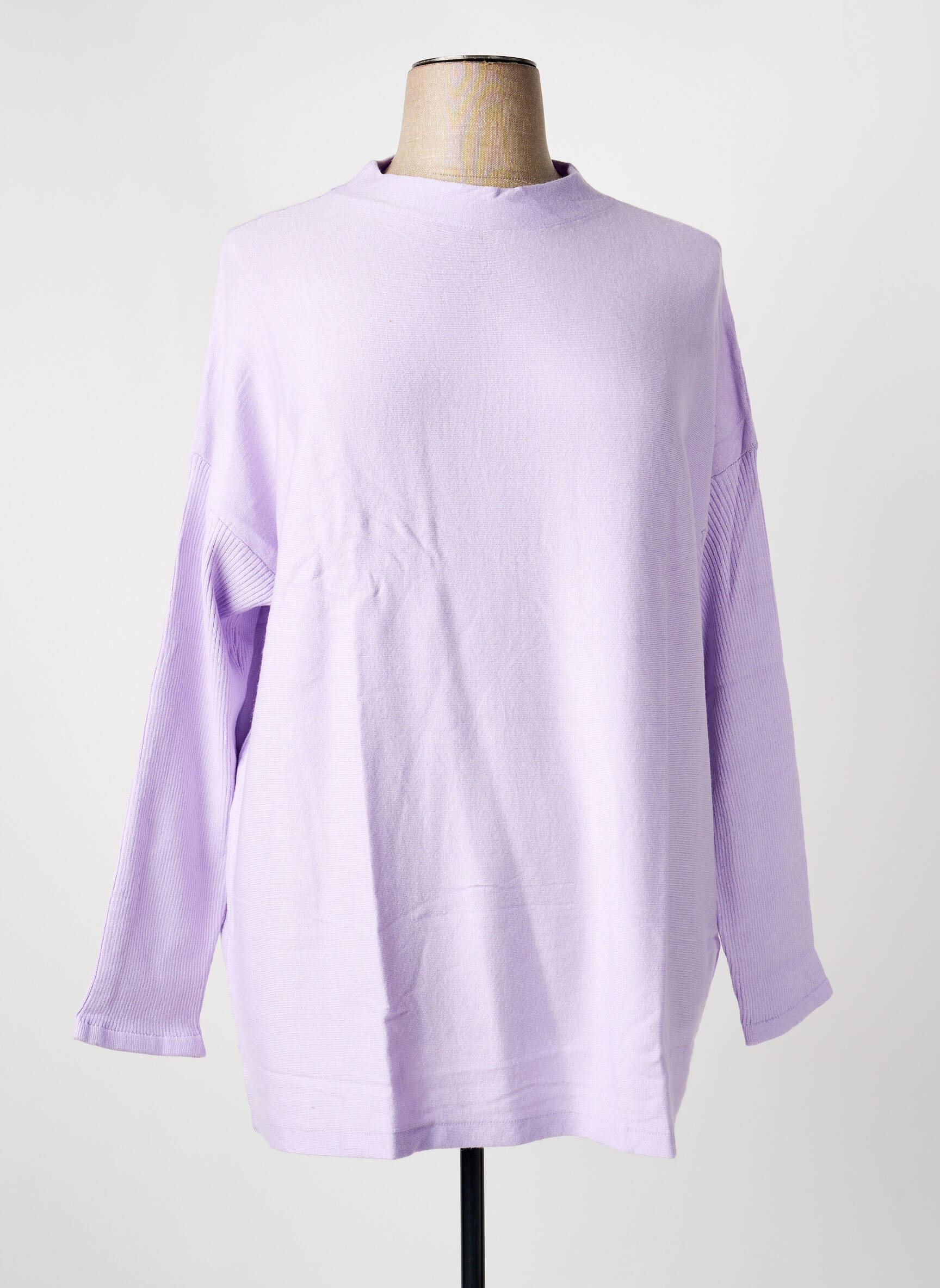 Pull coupe droite manches longues violet SHEEGO femme
