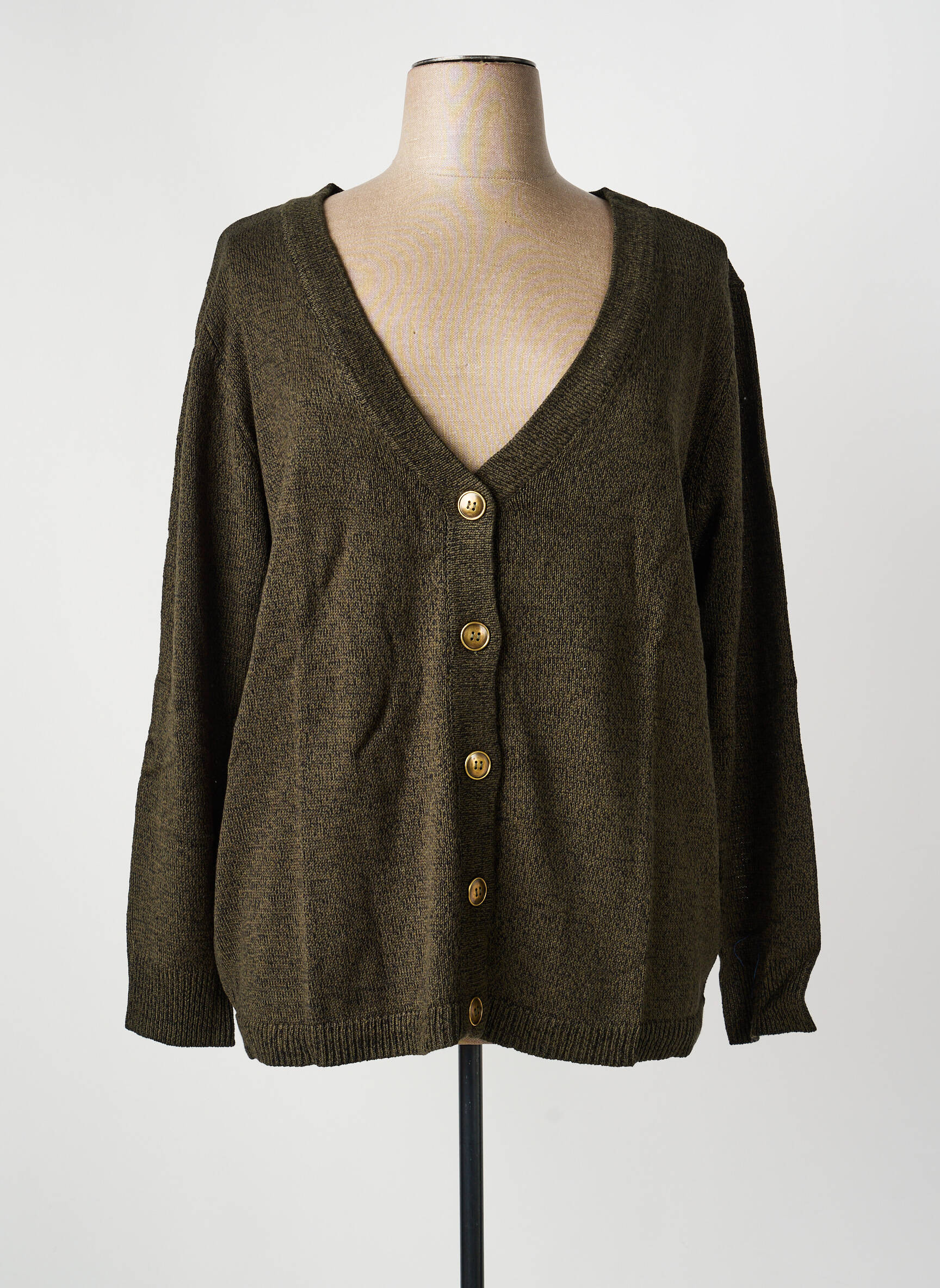Gilet manches longues fermeture boutonnée sur le devant vert SHEEGO femme