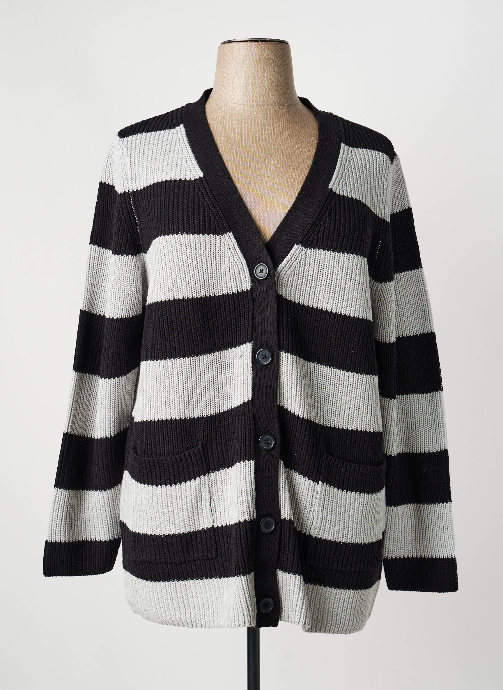 Gilet manches longues fermeture boutonnée sur le devant gris SHEEGO femme