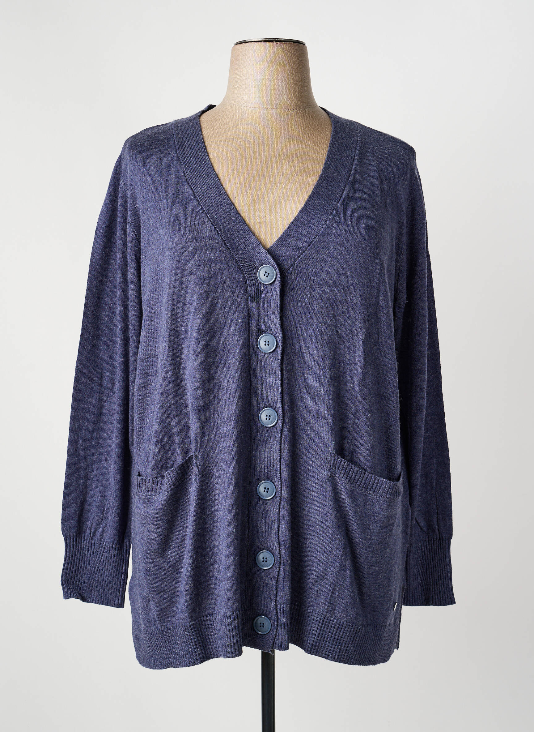 Gilet manches longues fermeture boutonnée sur le devant bleu SHEEGO femme