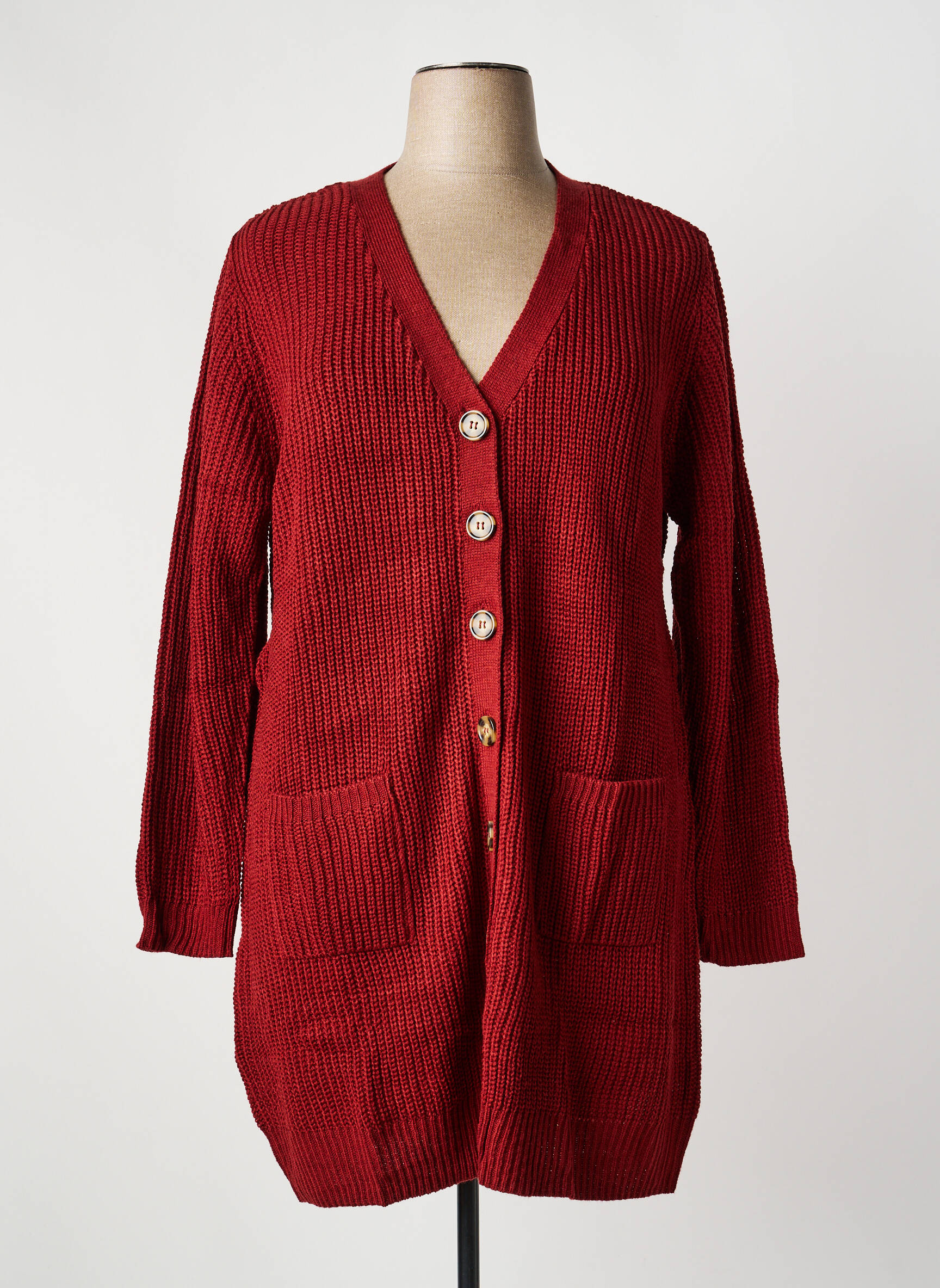 Gilet manches longues coupe cintrée rouge SHEEGO femme