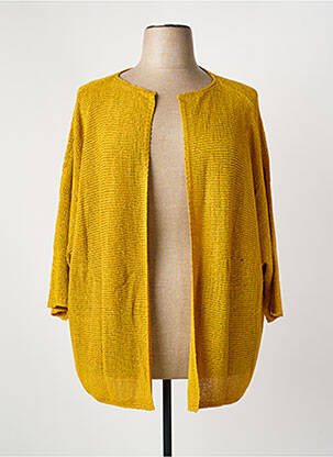 Gilet manches longues maille tricot jaune SHEEGO femme