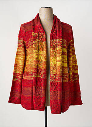 Gilet manches longues maille tricot rouge SHEEGO femme