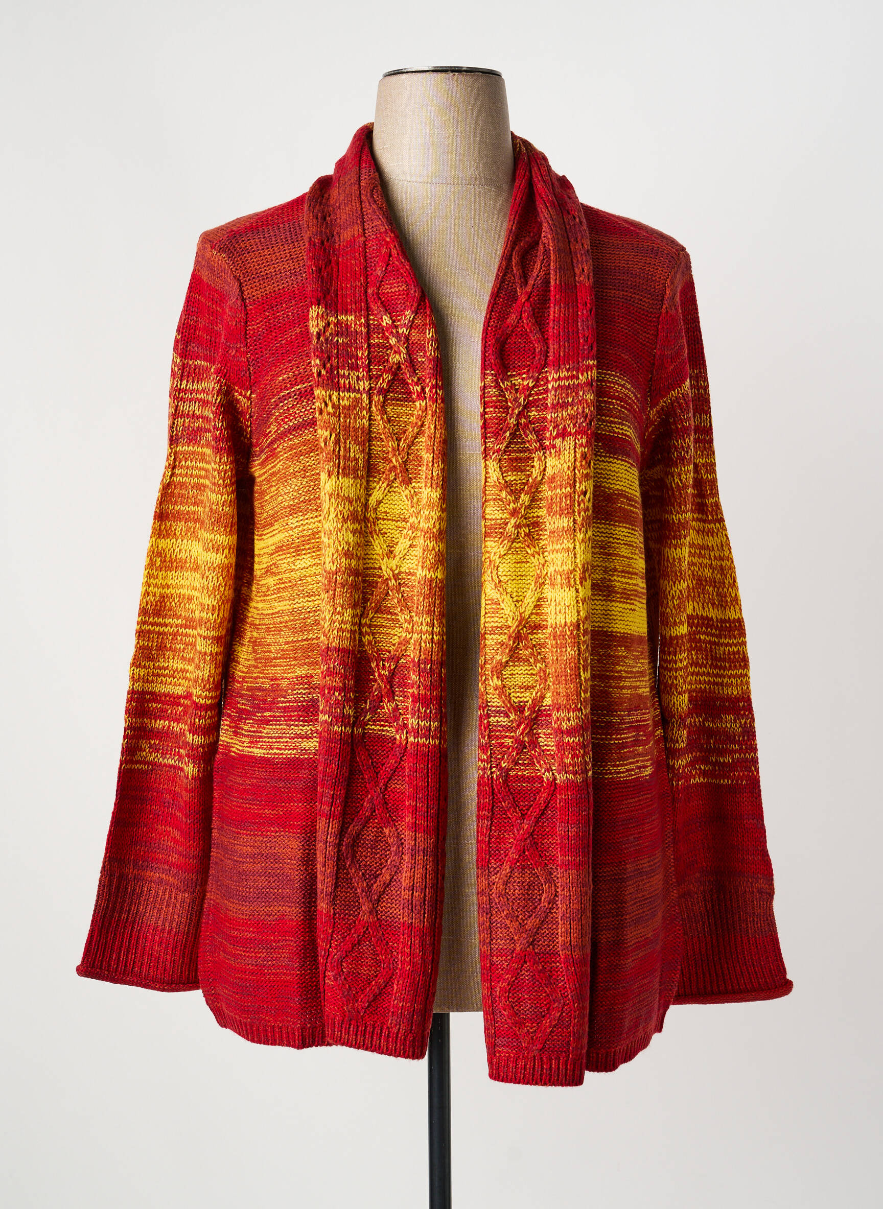 Gilet manches longues maille tricot rouge SHEEGO femme