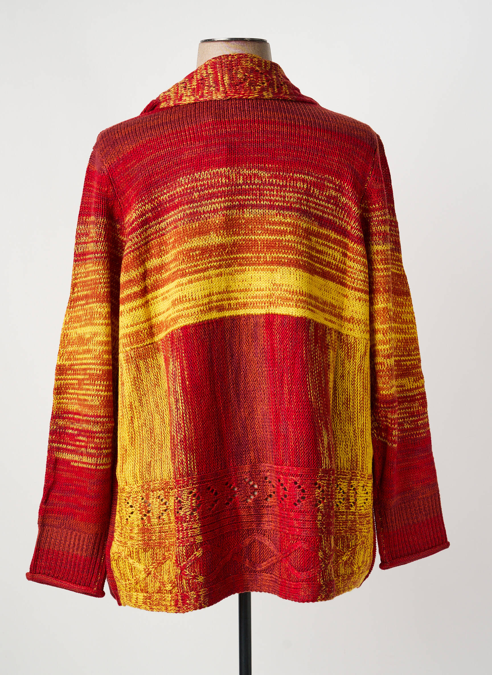 Gilet manches longues maille tricot rouge SHEEGO femme