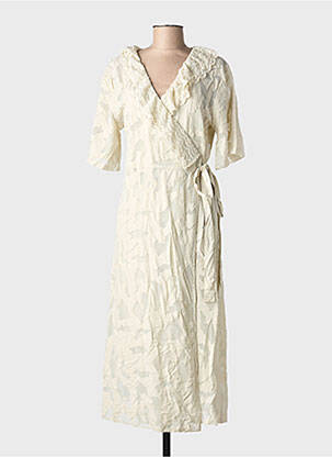 Robe longue manches courtes manches courtes beige NÜ femme