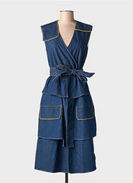 Robe mi-longue sans manche sans manche bleu NÜ femme