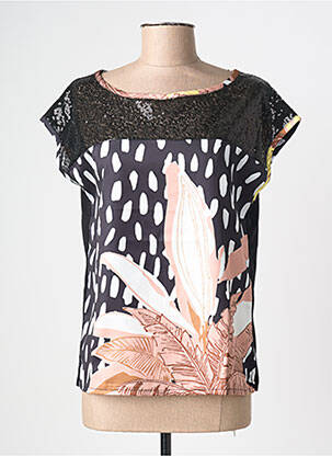 Top imprimé fantaisie manches courtes noir ZOE ZONE OF EMBROIDERED femme