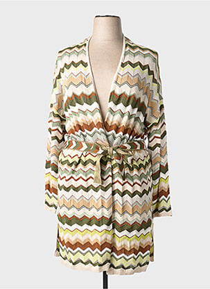 Gilet manches longues col v vert OUI femme