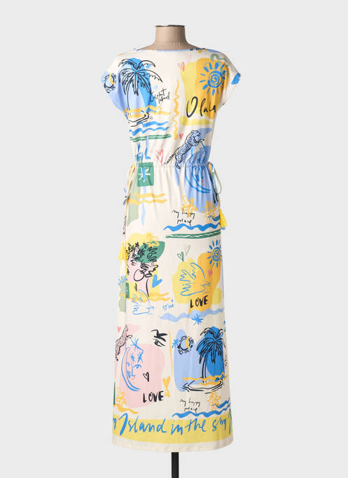 Robe longue imprimé fantaisie manches courtes bleu OUI femme