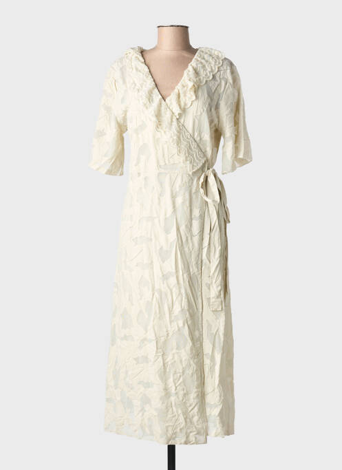 Robe longue manches courtes manches courtes beige NÜ femme