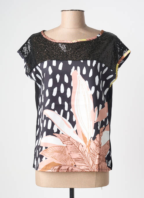 Top imprimé fantaisie manches courtes noir ZOE ZONE OF EMBROIDERED femme