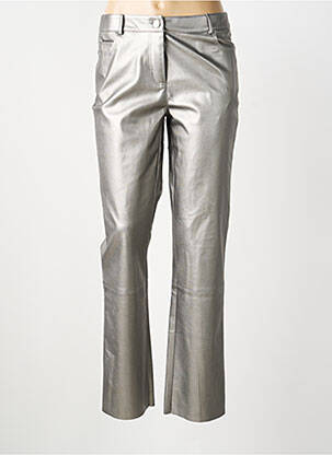 Pantalon droit fermeture zippée sous rabat boutonné taille normale argent EVA KAYAN femme