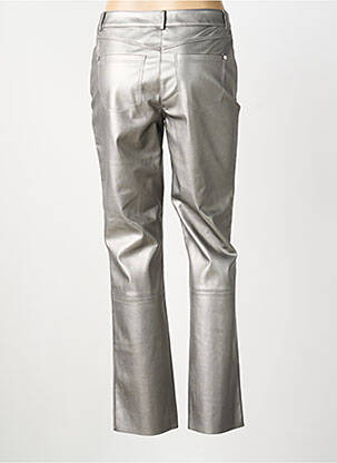 Pantalon droit fermeture zippée sous rabat boutonné taille normale argent EVA KAYAN femme