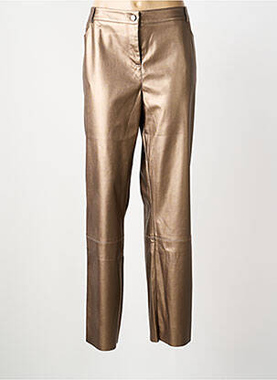 Pantalon droit fermeture zippée sous rabat boutonné taille normale marron EVA KAYAN femme