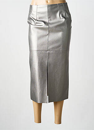 Jupe longue fermeture zippée au dos argent EVA KAYAN femme