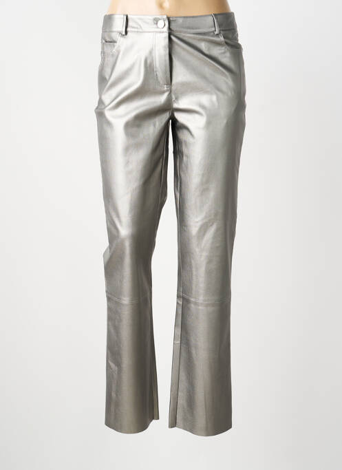 Pantalon droit fermeture zippée sous rabat boutonné taille normale argent EVA KAYAN femme