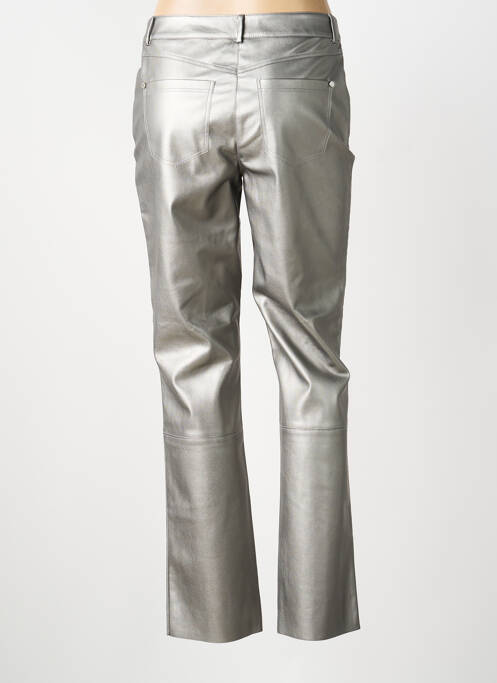 Pantalon droit fermeture zippée sous rabat boutonné taille normale argent EVA KAYAN femme