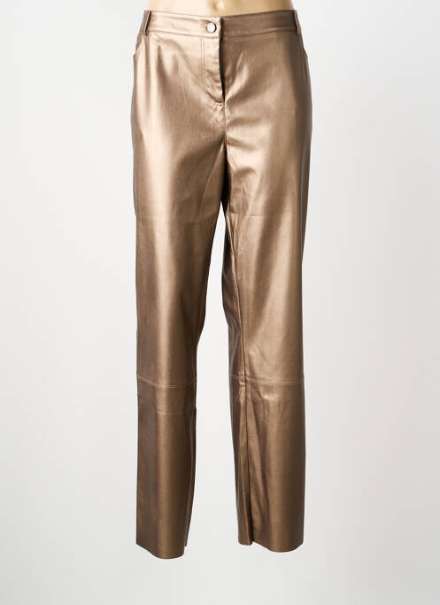 Pantalon droit fermeture zippée sous rabat boutonné taille normale marron EVA KAYAN femme