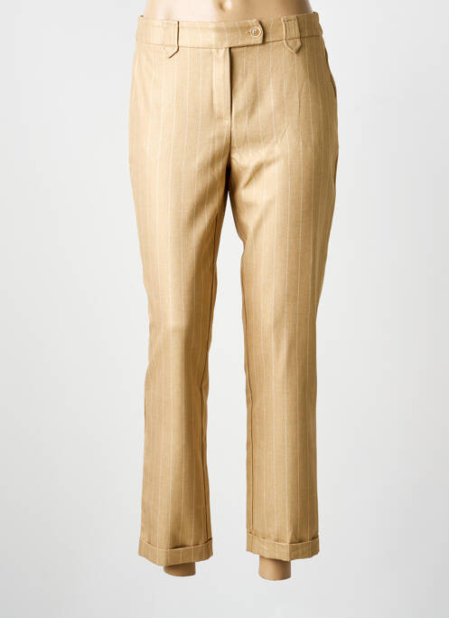 Pantalon 7/8 fermeture zippée sous rabat boutonné taille normale marron EVA KAYAN femme