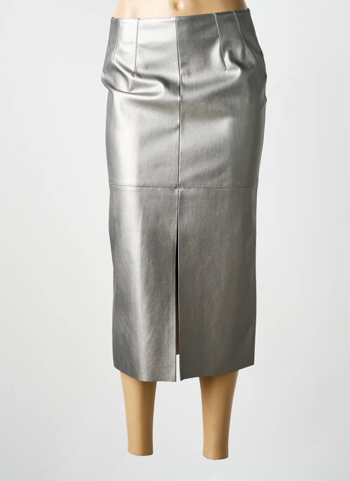 Jupe longue fermeture zippée au dos argent EVA KAYAN femme