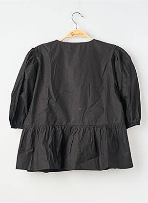Blouse col rond manches 3/4 noir GANNI femme