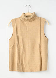 Pull col roulé coupe droite sans manche marron ZARA femme