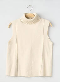 Pull col roulé coupe droite sans manche beige ZARA femme