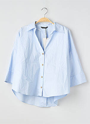 Chemisier tissage popeline manches 3/4 bleu ZARA femme