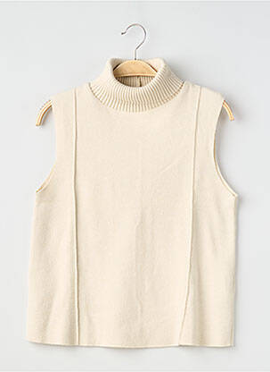 Pull col roulé stretch sans manche beige ZARA femme