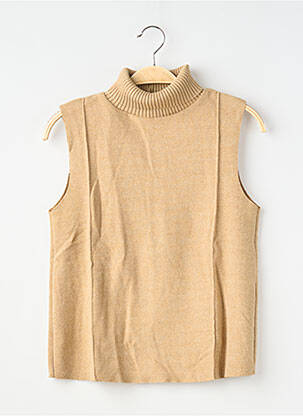 Pull col roulé stretch sans manche marron ZARA femme