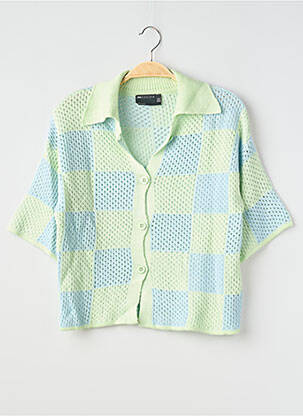 Gilet manches courtes maille tricot vert ASOS femme