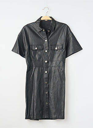 Robe courte manches courtes manches courtes noir BERSHKA femme