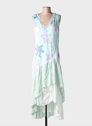 Robe longue imprimé fantaisie sans manche bleu DESIGUAL femme